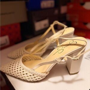 Jessica Simpson Cream Woven Heels